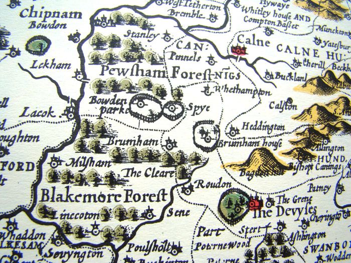 OLD MAP Calne, Wiltshire Silk Family